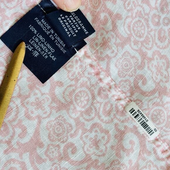 Vilebrequin Sz XXL Pink White Button Up 100% Linen Flax Long Sleeve Shirt Pocket - Picture 13 of 13